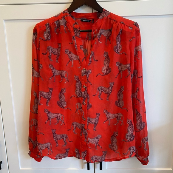 Marciano tiger print sheer blouse - Picture 2 of 6